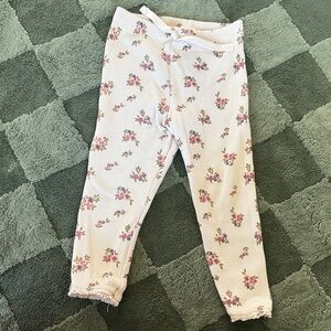 Zara Cream Floral Leggings with Pink and Green Print